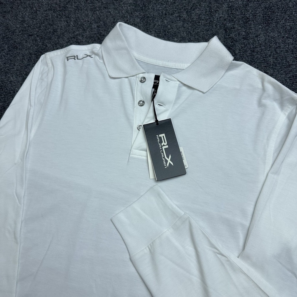 NWT Ralph Lauren RLX Performance Long Sleeve Polo Shirt White Mens Small Golf
